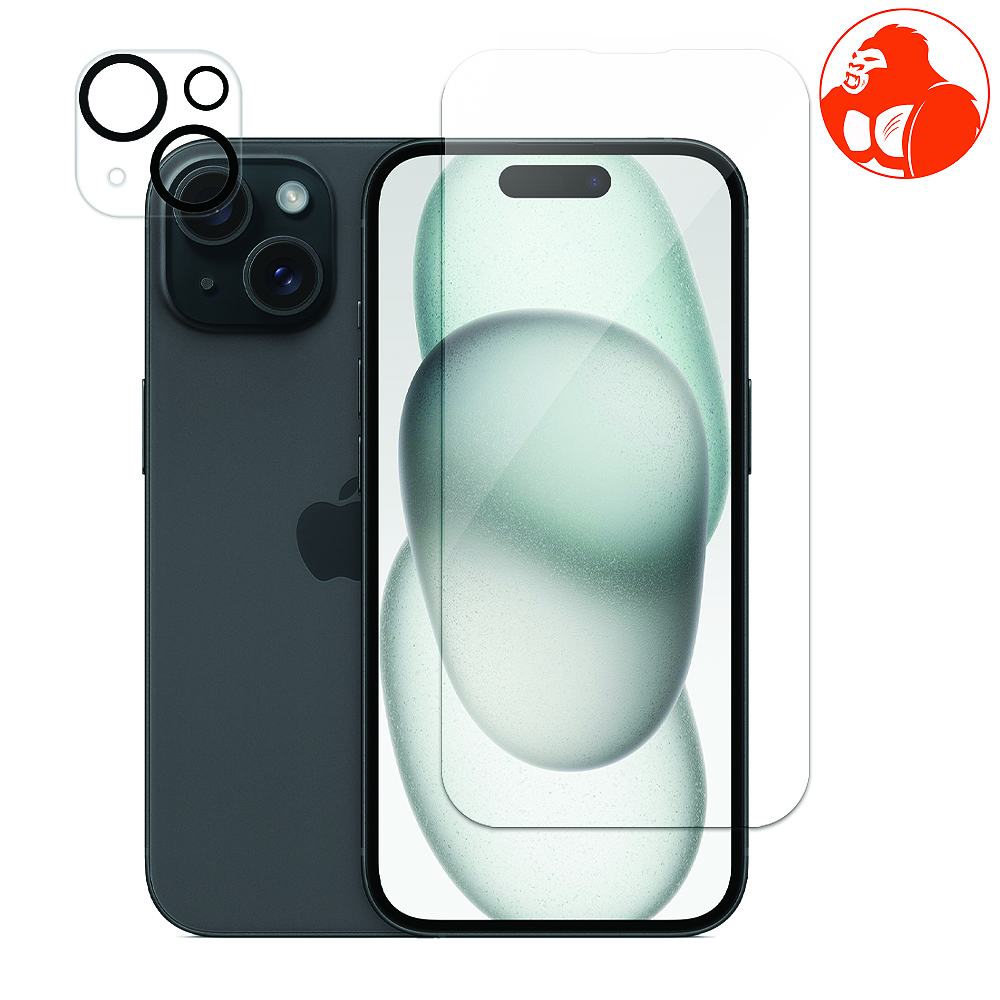 Uolo Shield Gorilla Glass with Camera Lens Shield & Align Tray, iPhone 15